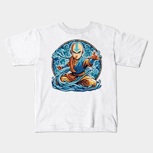 aang as the last air bender in battle position Kids T-Shirt